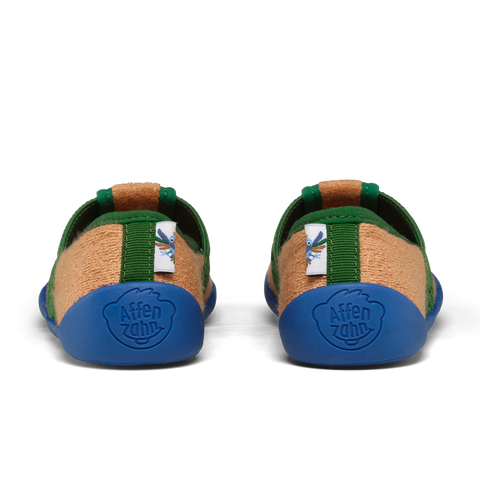 AFFENZAHN Hausschuh VEGAN DREAMY Paradiesvogel - camel / grün by AFFENZAHN