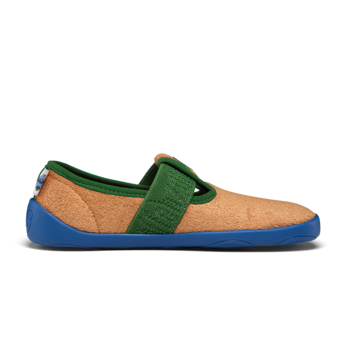 AFFENZAHN Hausschuh VEGAN DREAMY Paradiesvogel - camel / grün by AFFENZAHN