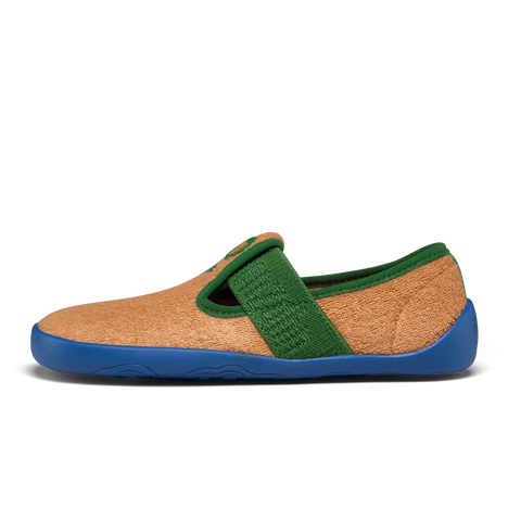 AFFENZAHN Hausschuh VEGAN DREAMY Paradiesvogel - camel / grün