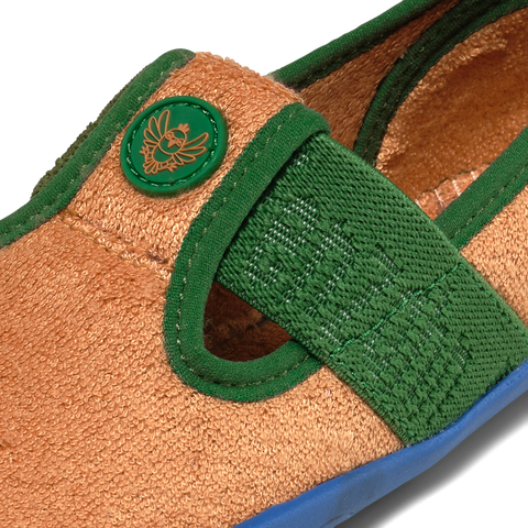 AFFENZAHN Hausschuh VEGAN DREAMY Paradiesvogel - camel / grün by AFFENZAHN