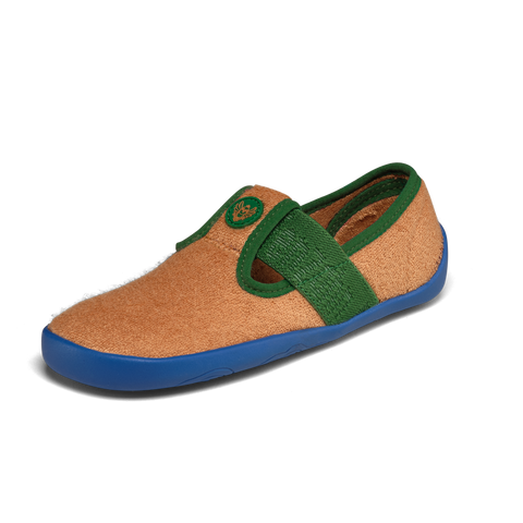 AFFENZAHN Hausschuh VEGAN DREAMY Paradiesvogel - camel / grün by AFFENZAHN