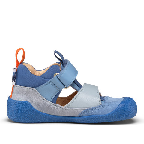 AFFENZAHN Barfuß Halbsandale Leder FREELY ELEFANT - blau / hellblau