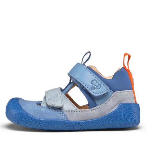 AFFENZAHN Barfuß Halbsandale Leder FREELY ELEFANT - blau / hellblau