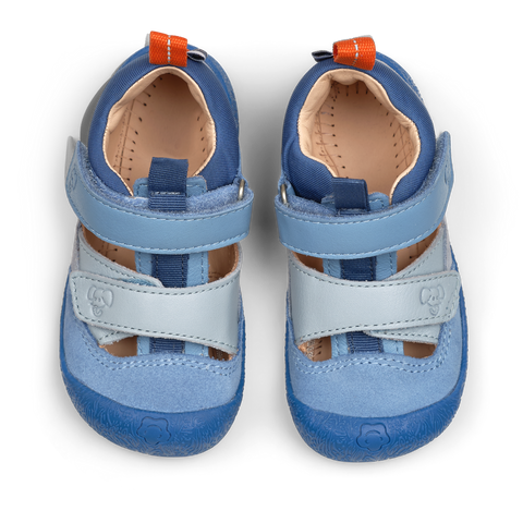 AFFENZAHN Barfuß Halbsandale Leder FREELY ELEFANT - blau / hellblau