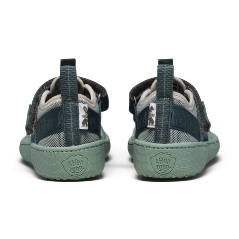 AFFENZAHN Barfuß Halbsandale VEGAN ROUGHY HASE - petrol / orange by AFFENZAHN