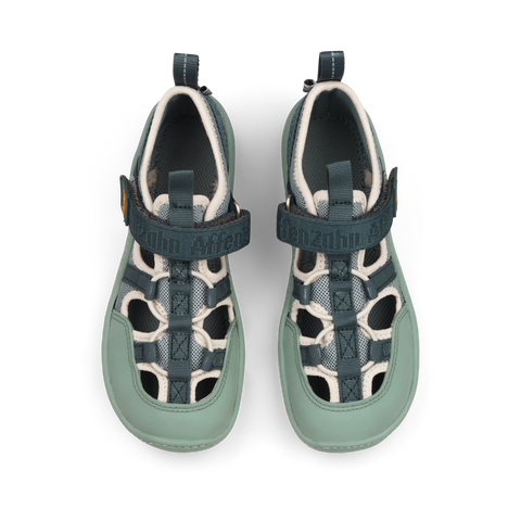 AFFENZAHN Barfuß Halbsandale VEGAN ROUGHY HASE - petrol / orange by AFFENZAHN