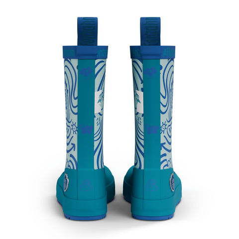 AFFENZAHN Gummistiefel Vegan Plashy HAI - hellblau / türkis by AFFENZAHN