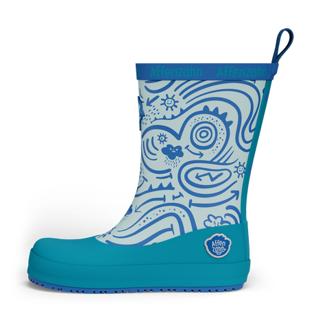 AFFENZAHN Gummistiefel Vegan Plashy HAI - hellblau / türkis by AFFENZAHN