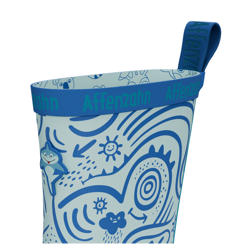 AFFENZAHN Gummistiefel Vegan Plashy HAI - hellblau / türkis by AFFENZAHN