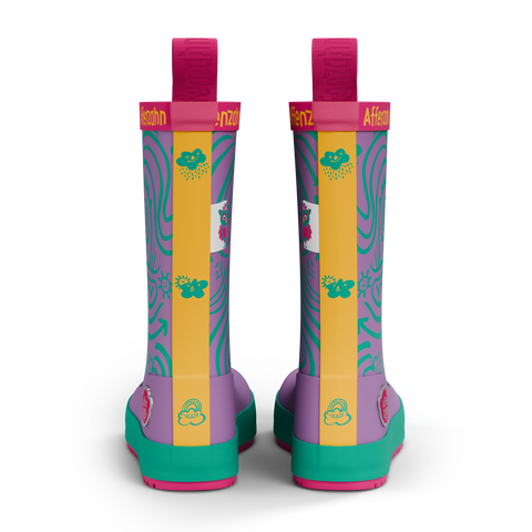 AFFENZAHN Gummistiefel  Vegan Plashy EULE - lila / türkis