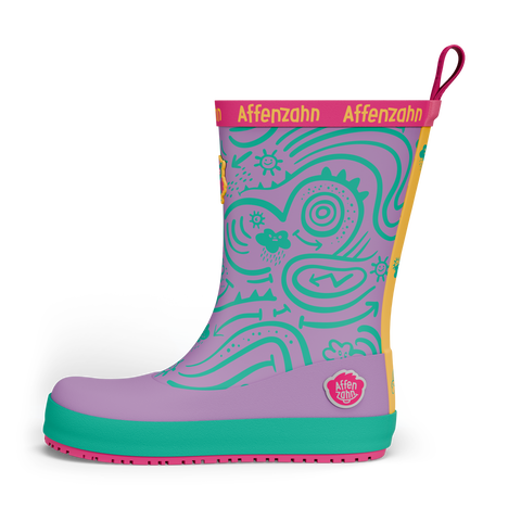 AFFENZAHN Gummistiefel  Vegan Plashy EULE - lila / türkis