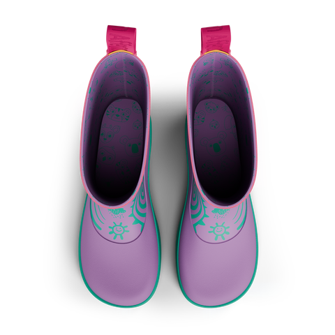 AFFENZAHN Gummistiefel  Vegan Plashy EULE - lila / türkis