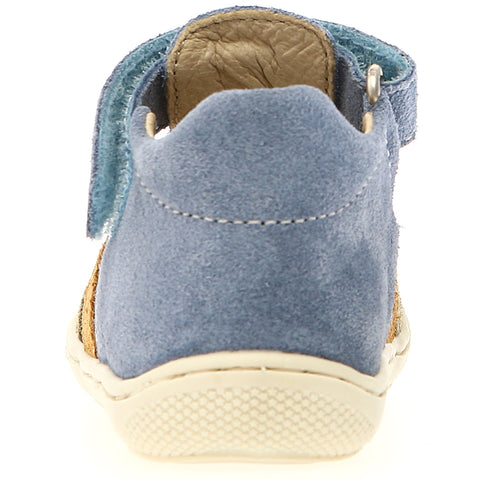 NATURINO Halbsandale BEDE - celeste / grau / curry - comfortable and stylish children's sandal in blue, grey, and yellow colors