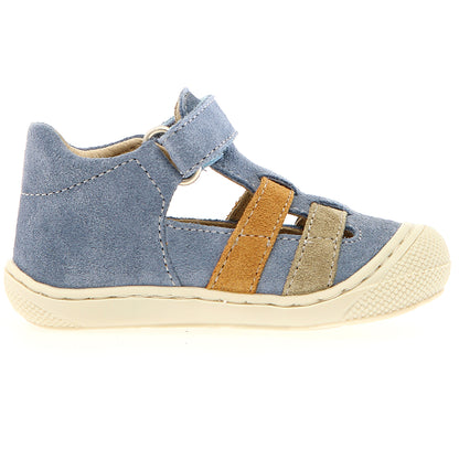 NATURINO Halbsandale BEDE - celeste / grau / curry: Comfortable and stylish sandal for kids in blue, gray, and yellow colors