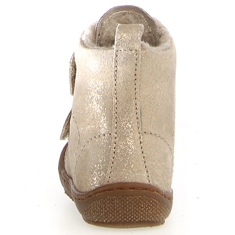 Close-up of NATURINO Stiefel BUBBLE - gold / glitter boots with glitter details