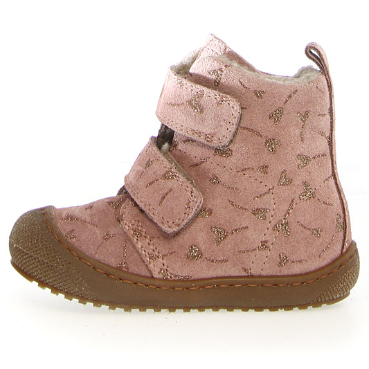NATURINO Stiefel BUBBLE - altrosa / goldene Herzen: Children's pink boots with golden heart accents, perfect for keeping little feet warm and stylish