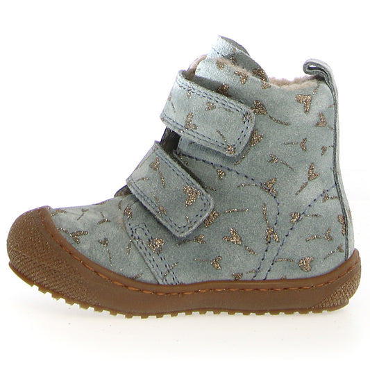 NATURINO Stiefel BUBBLE in mint green with golden heart design, perfect for kids' outdoor adventures