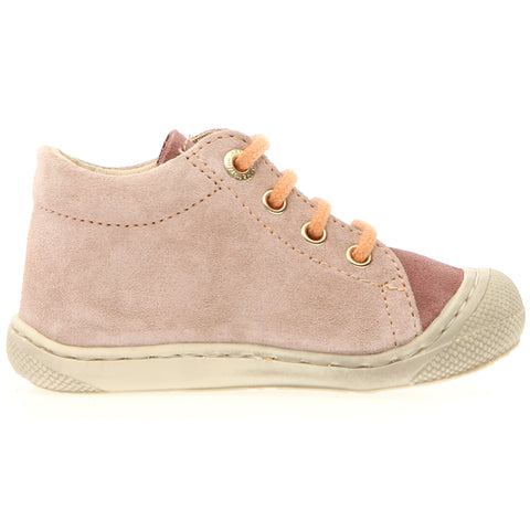 NATURINO Halbschuh COCOON in puderrosa and gold with Schnürer - stylish and comfortable footwear for kids