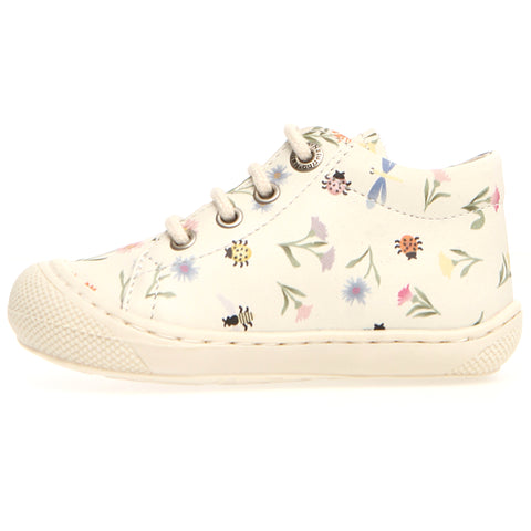 NATURINO Halbschuh COCOON with blooming meadow pattern and lace-up front