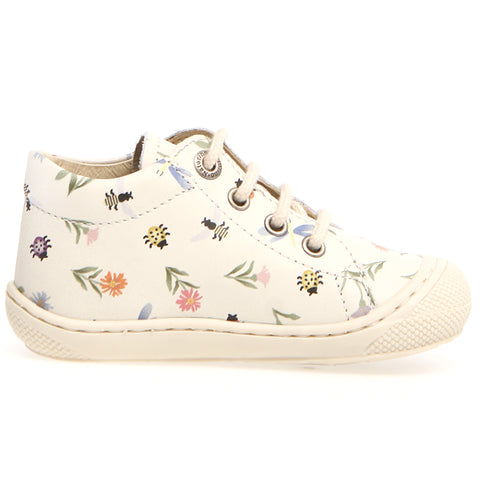 NATURINO Halbschuh COCOON in créme with beautiful floral meadow design