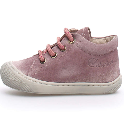 NATURINO Halbschuh COCOON in altrosa made of soft velour with lace-up detailing