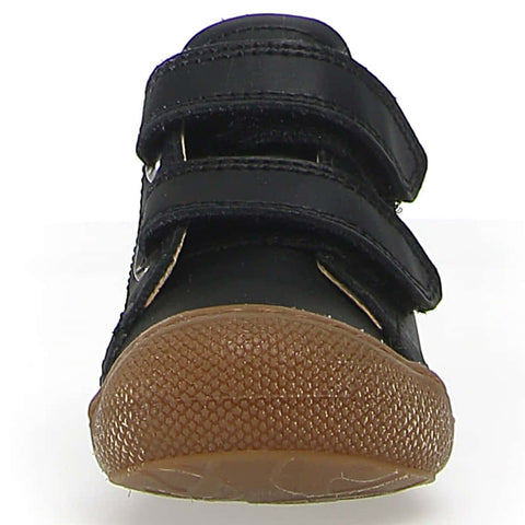 NATURINO Halbschuh COCOON - schwarz: black leather kids' shoe with velcro closure and cushioned insole