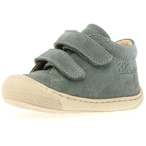 Kinder-Halbschuh aus hochwertigem mineralgrünem Veloursleder