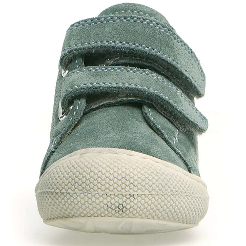 High-quality NATURINO Halbschuh COCOON in mineral green and ice blue velour material