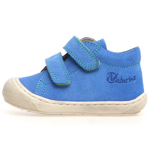 NATURINO Halbschuh COCOON in ultrablau and lime with Velour material, perfect for active kids