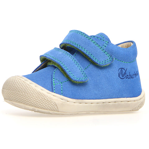 NATURINO Halbschuh COCOON in ultrablau and lime Velour, a stylish and comfortable children's shoe