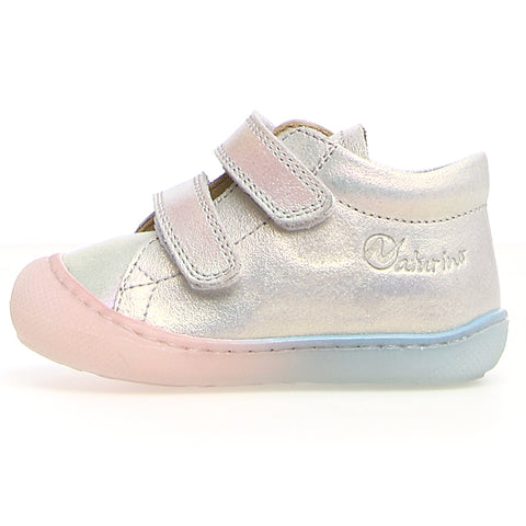 NATURINO Halbschuh COCOON - perlmutt / babyrosa / babyblau, a stylish and comfortable shoe in pearly white, baby pink, and baby blue colors for kids
