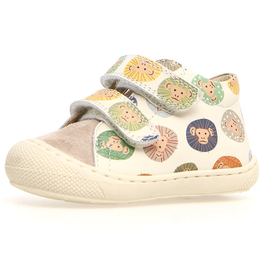 NATURINO Halbschuh COCOON in créme and beige with adorable monkey design