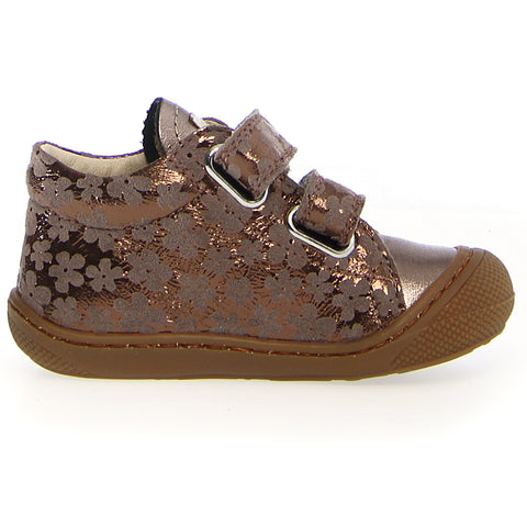 NATURINO Halbschuh COCOON in bronze with beautiful flower designs, perfect for stylish and comfortable everyday wear for kids