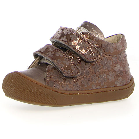 NATURINO Halbschuh COCOON - bronze / Blumen: A stylish bronze shoe with floral details for kids