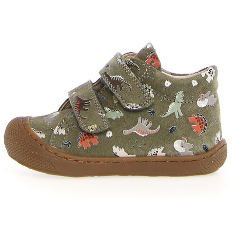 NATURINO Halbschuh COCOON in oliv with dinosaurier design, perfect for adventurous little feet