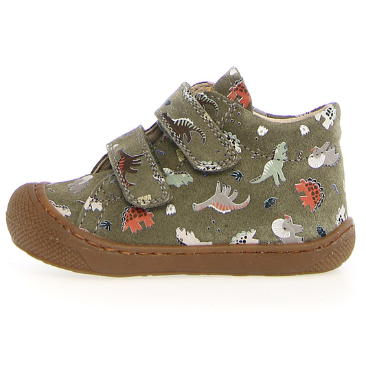 NATURINO Halbschuh COCOON in oliv with dinosaurier design, perfect for adventurous little feet