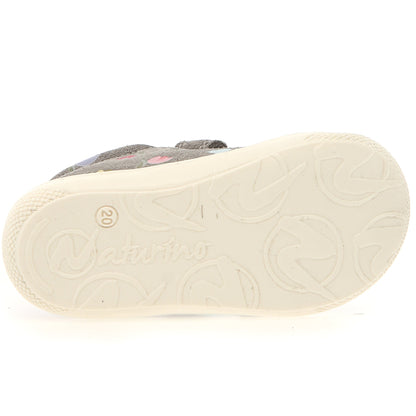 Naturino COCOON Halbschuh in grau mit niedlichem Tulpenmuster