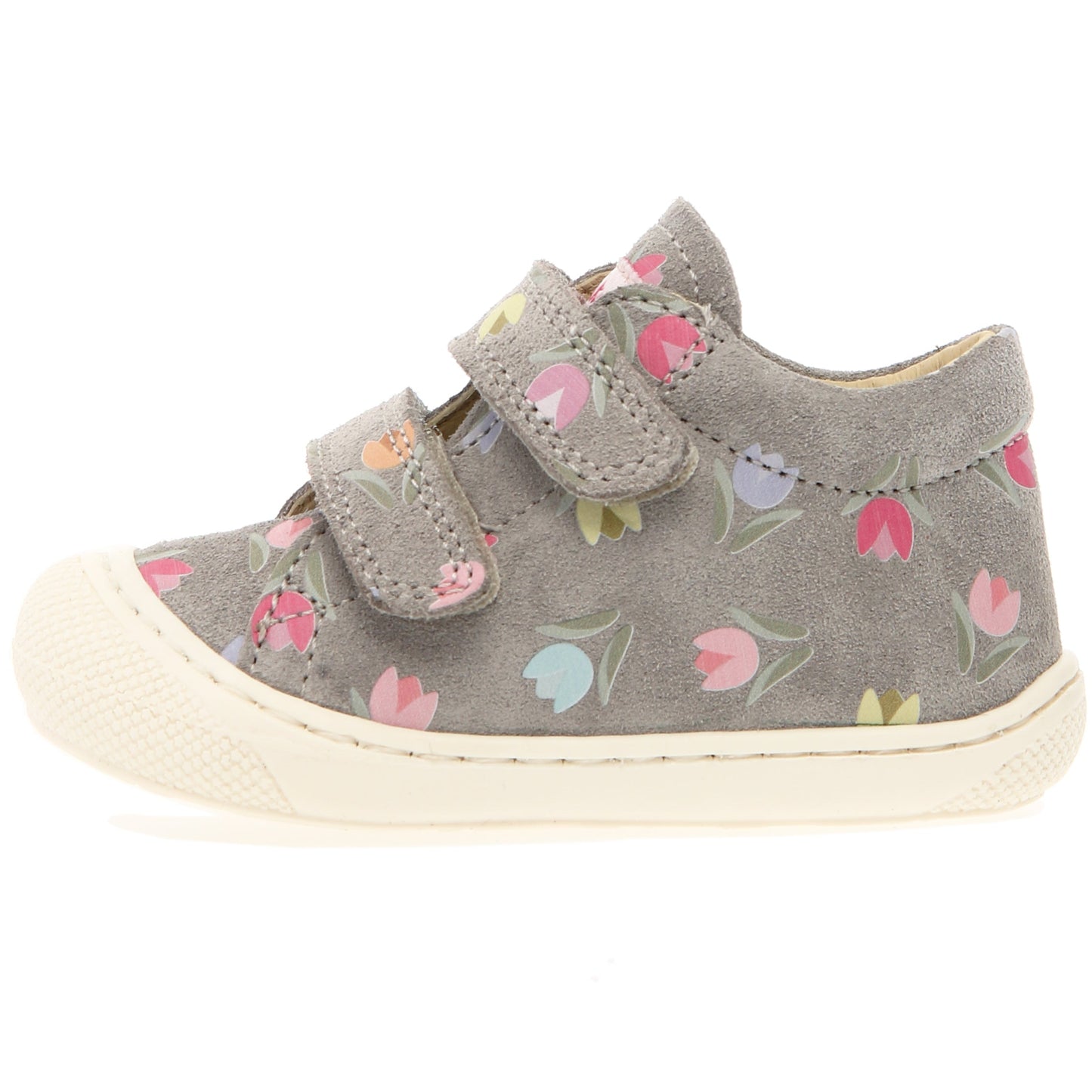 Halbschuh mit grauem Obermaterial und Tulpenmuster
