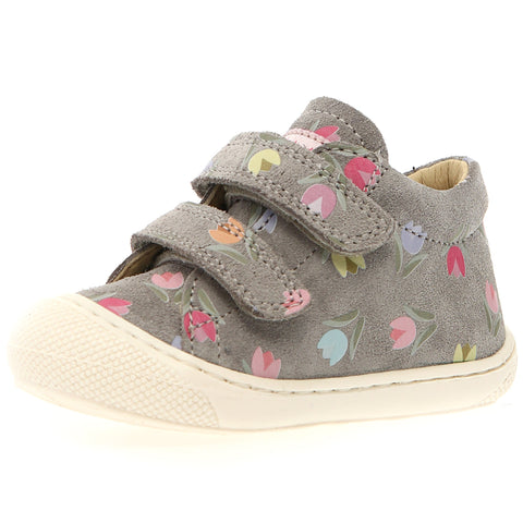 Bequemer Halbschuh in grau mit bezauberndem Tulpenmotiv