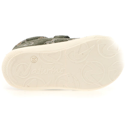 NATURINO Halbschuh COCOON in olive green and safari print for kids