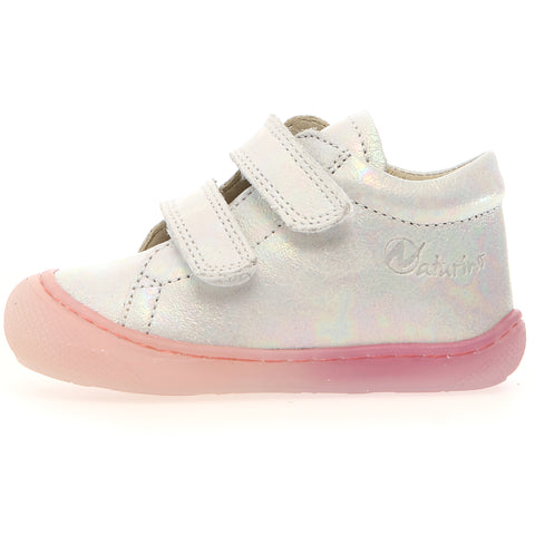 Naturnaher Halbschuh COCOON in Weiß, Pink und Irisierend für stilbewusste Mädchen 