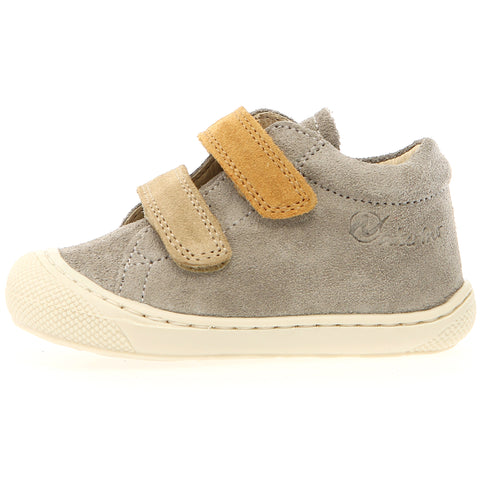 Halbschuh in hellem Grau mit Curry und Sandfarben 