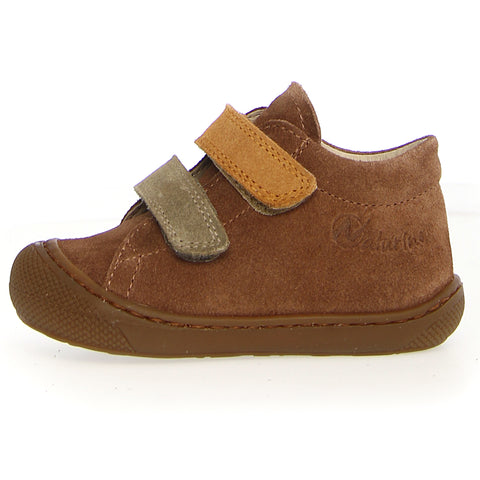 NATURINO Halbschuh CORKEL in cognac color, side view, with pistazie and curry accents