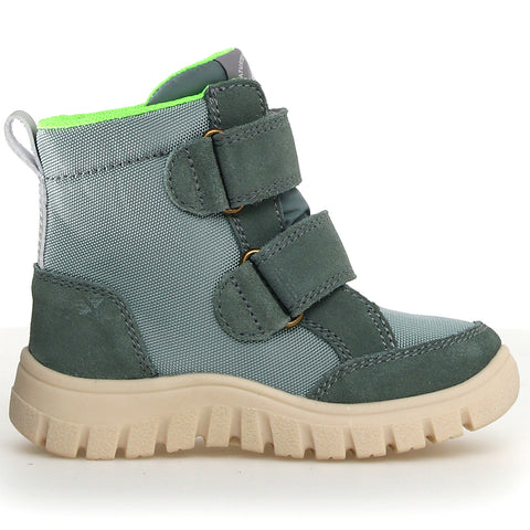 NATURINO NATURTEX Stiefel GEMINAE - mineral / neongrün: Waterproof and stylish boots in mineral and neon green colors for kids