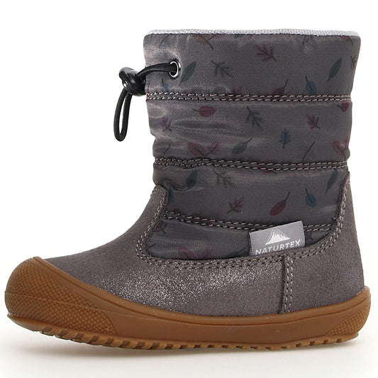 NATURINO NATURTEX Stiefel HOCHALPEN in antrhazit with glitzer and leaf design, perfect for outdoor adventures in style