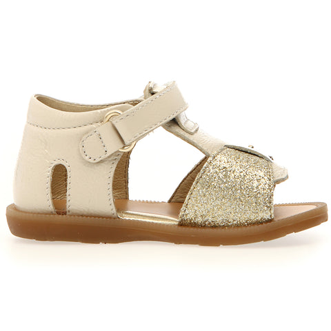 NATURINO Sandale QUARZO - créme / gold / Glitzer / Lack - stylish and comfortable cream and gold sandals with glitter and patent details