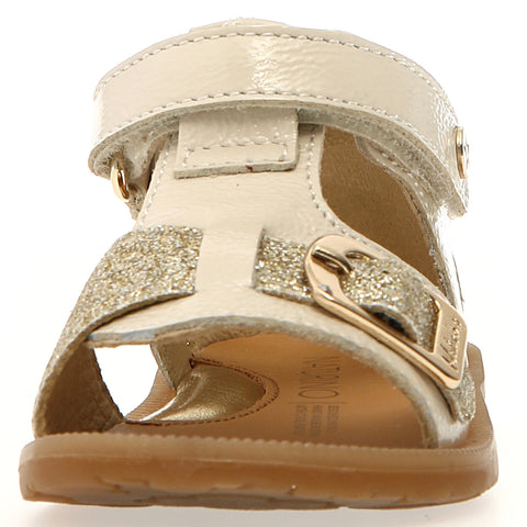 NATURINO Sandale QUARZO - créme / gold / Glitzer / Lack - Elegant cream and gold Glitzer Lack sandal by NATURINO