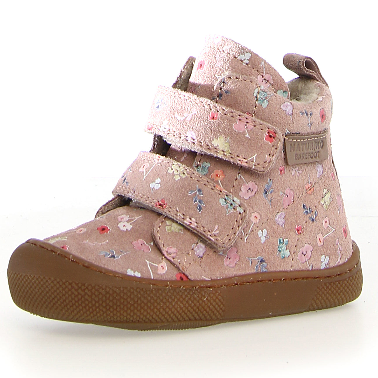 NATURINO Stiefel WIGGHI in a beautiful pink color with a floral pattern of a blooming meadow