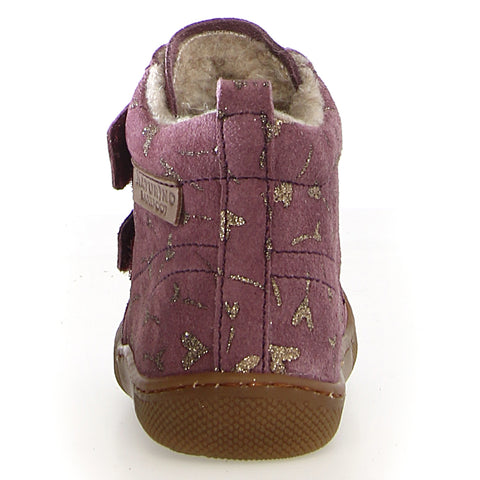 NATURINO Stiefel WIGGHI in lila with goldene Herzen pattern, a stylish and comfortable option for children's footwear