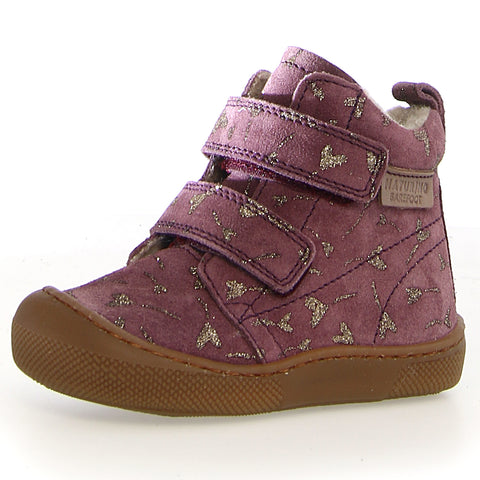 NATURINO Stiefel WIGGHI - lila / goldene Herzen: Girls' purple boots with golden heart design